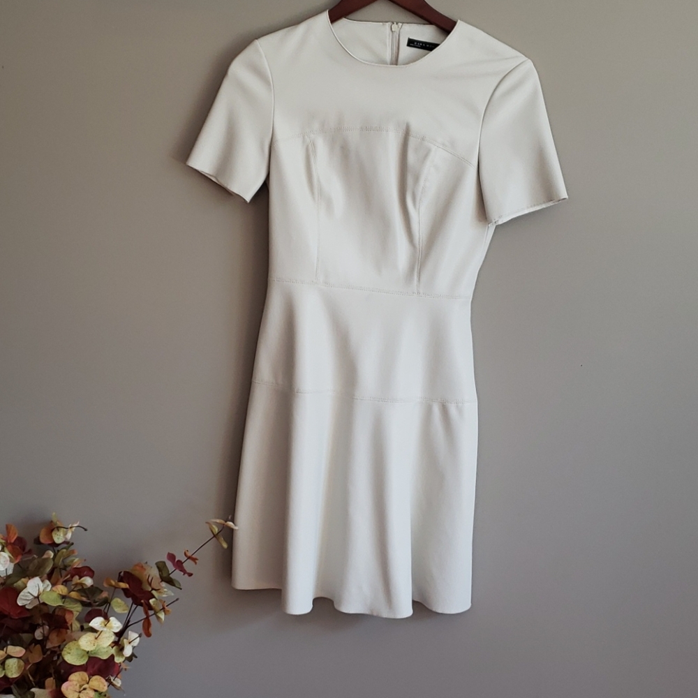 Zara fit and flare white vegan Leather Dress